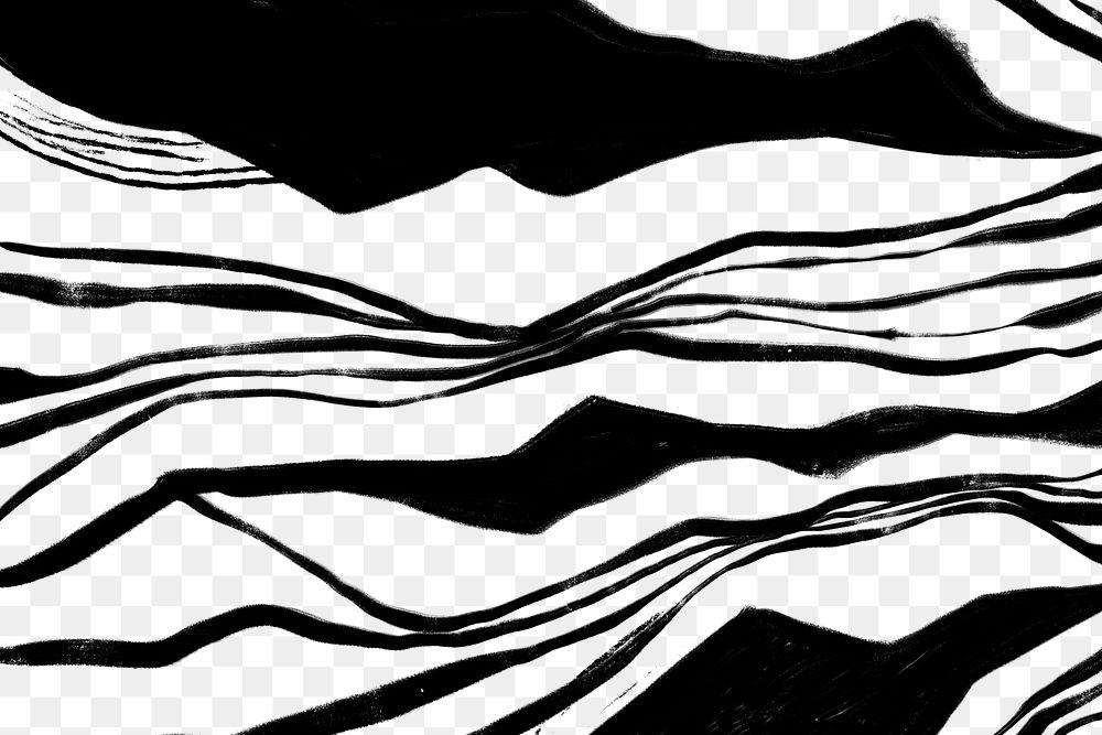 Png abstract wave background, black design, transparent background