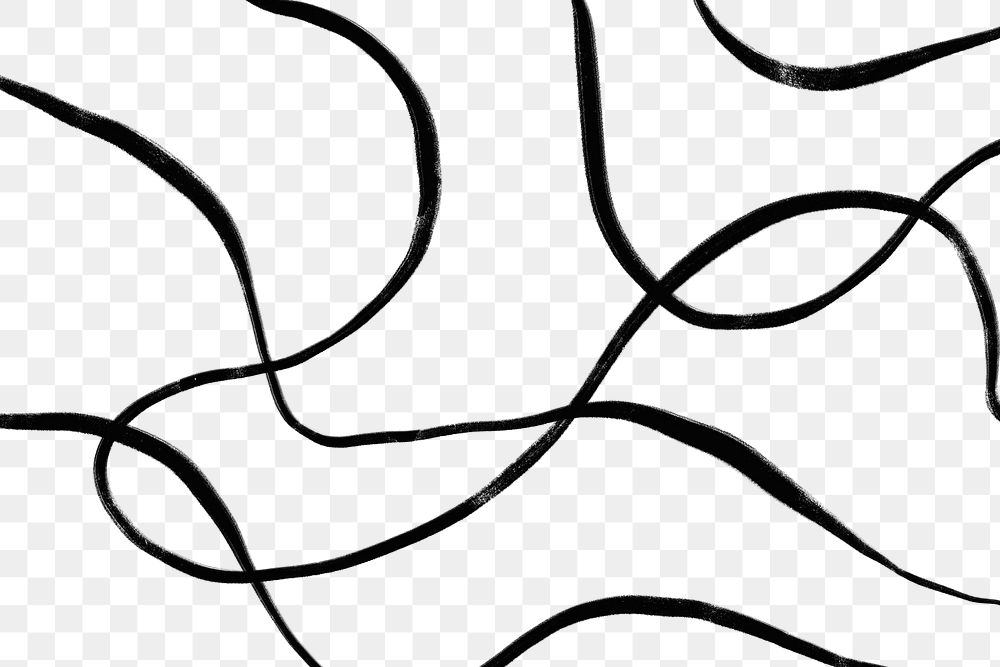 Png abstract lines background, black design, transparent background