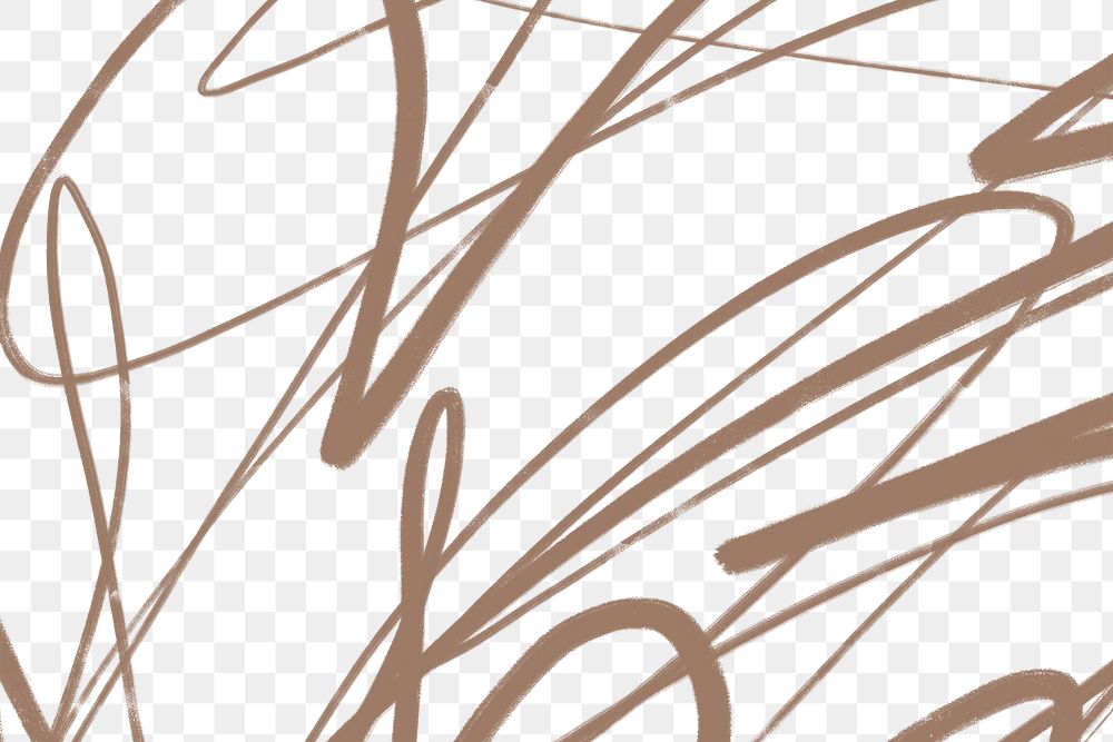 Png scribble doodle background, brown design, transparent background