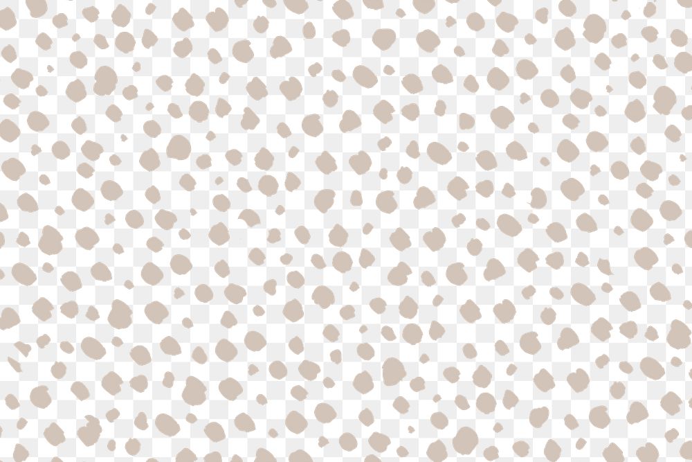 Png doodle dots pattern background, beige design, transparent background