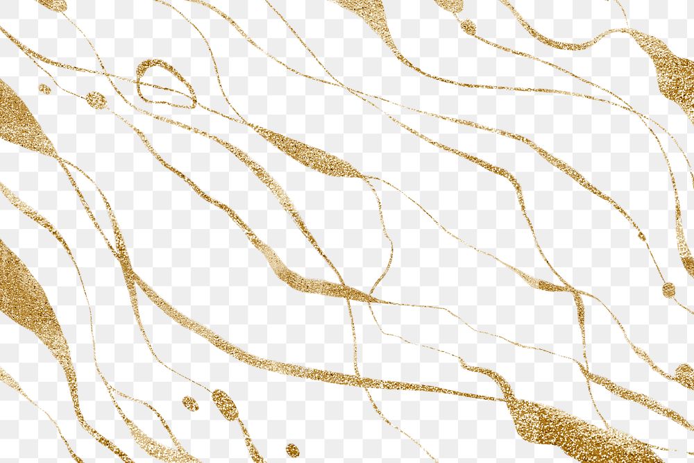 Png abstract wavy background, gold glitter design, transparent background