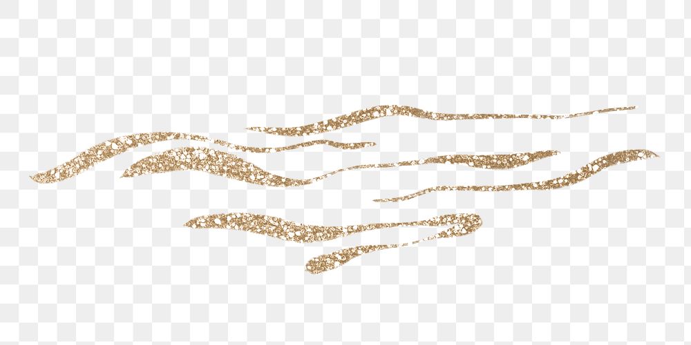 Gold squiggle png sticker, abstract  line on transparent background