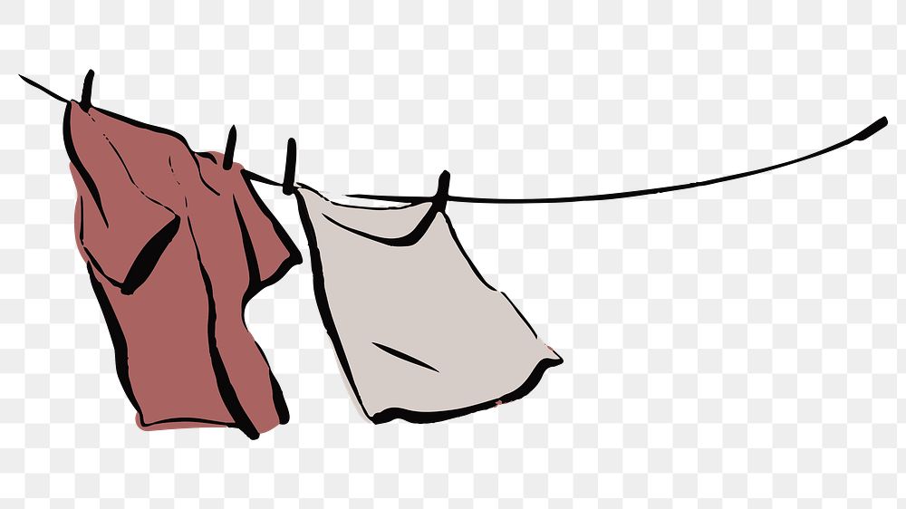 Hanging clothes png sticker, drawing illustration, transparent background