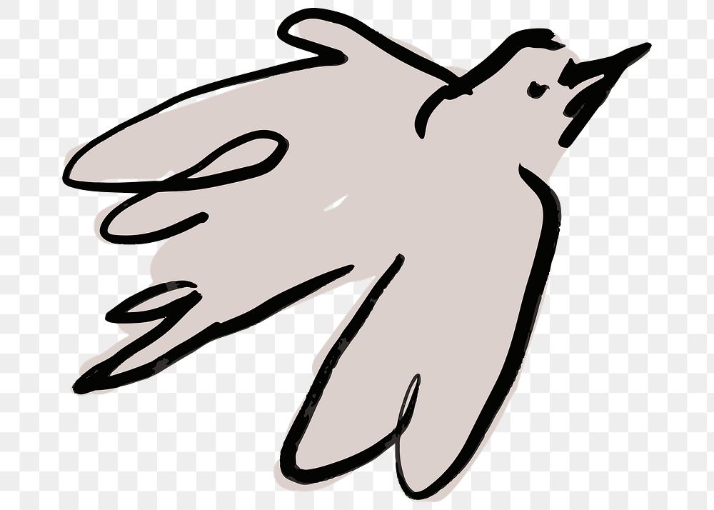 Bird png sticker, animal doodle on transparent background