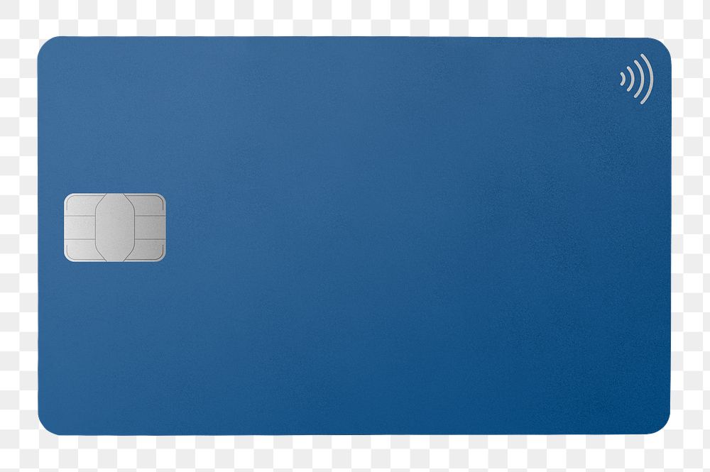 Png blue credit card sticker, transparent background