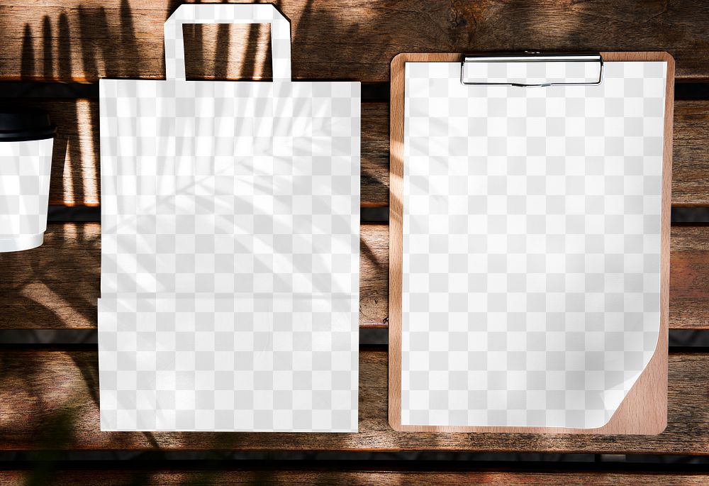 Shopping bag png mockup, editable clipboard transparent design
