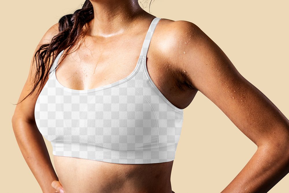 Sport bra png mockup, transparent design