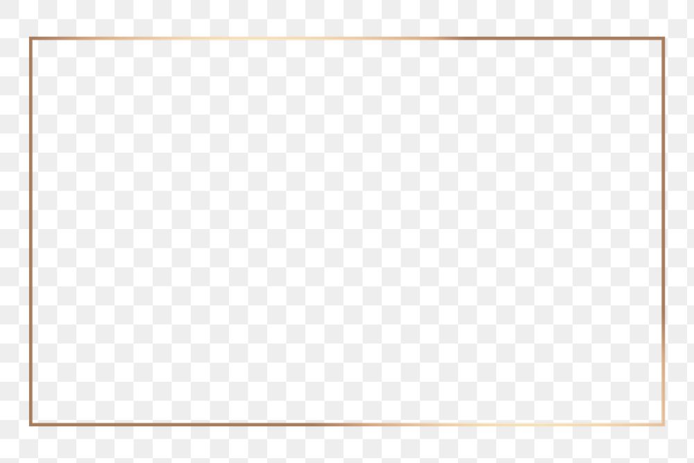 Png rectangle gold frame sticker, transparent background