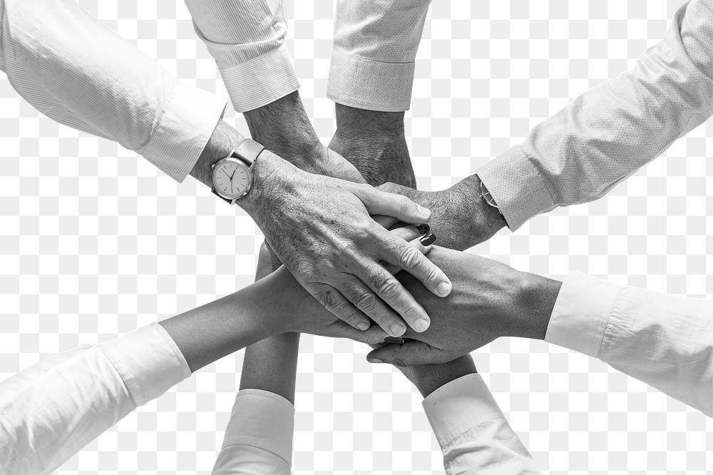 Business teamwork png, transparent  background, people joining hands