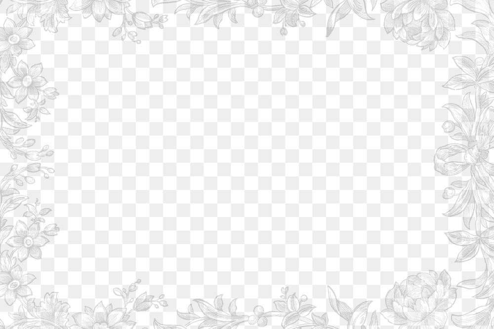 Aesthetic floral png frame, transparent background