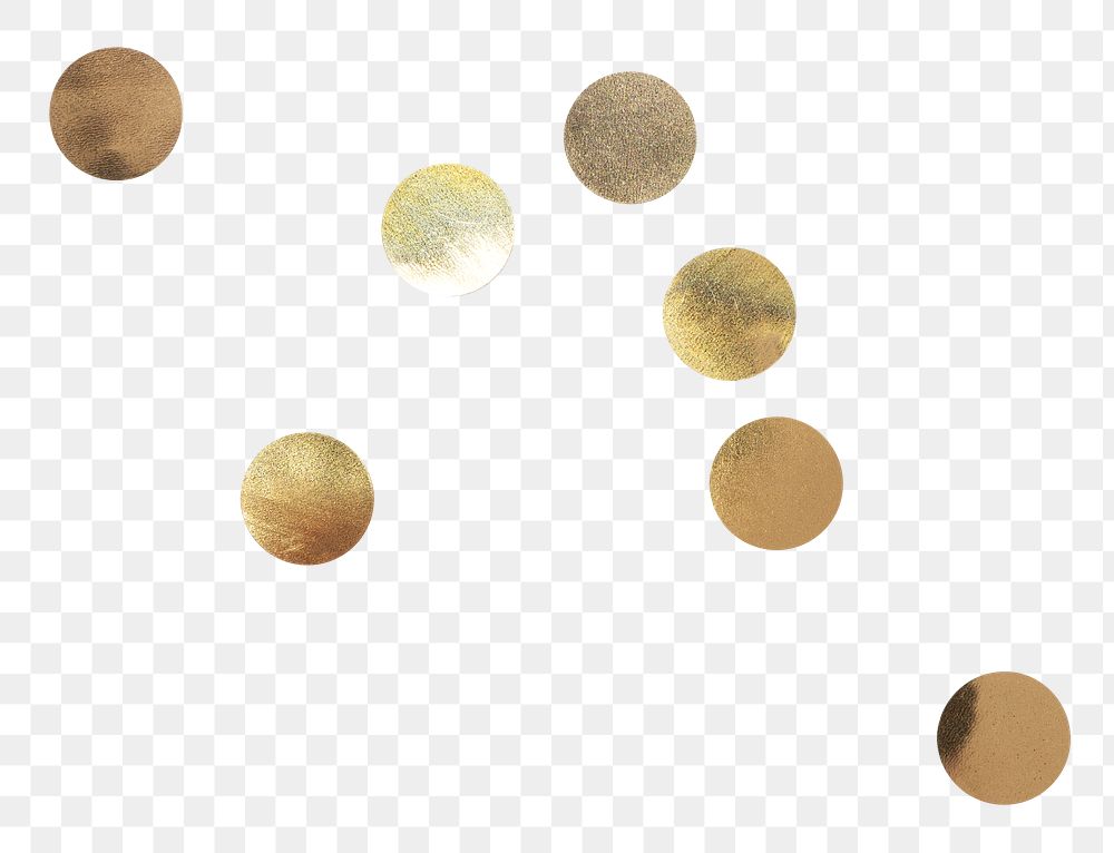 Png gold dots confetti element, transparent background