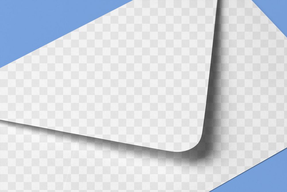 Envelope png mockup, blue design, transparent design