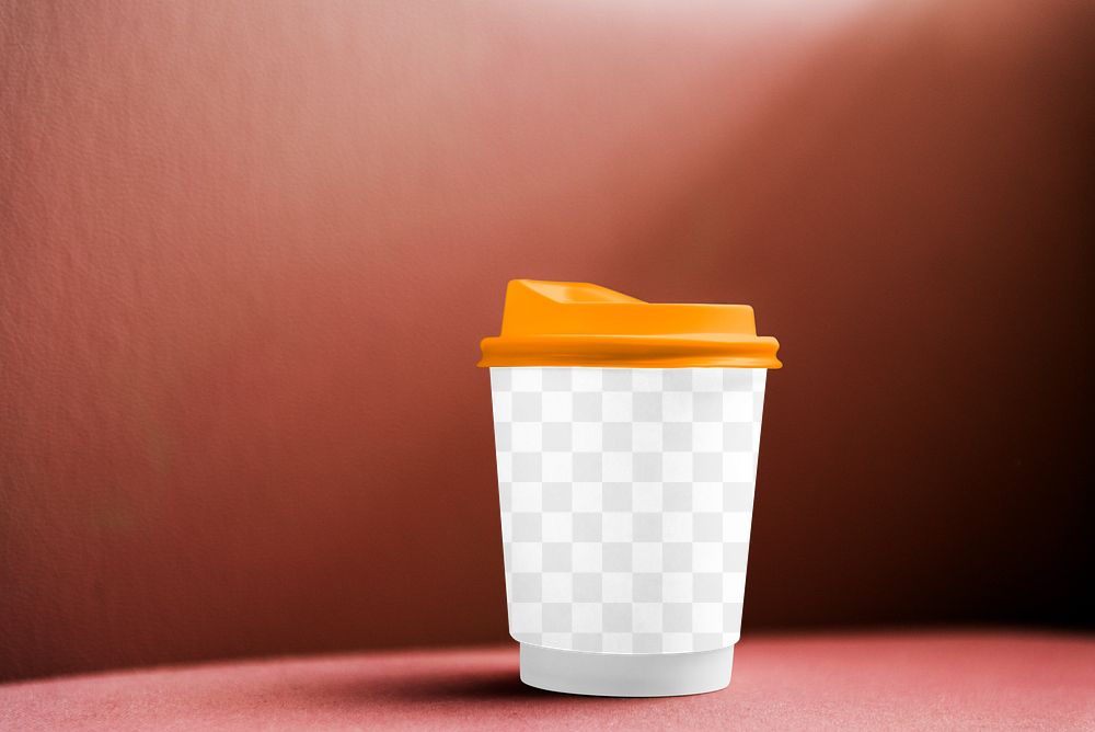 Png disposable cup mockup, transparent design