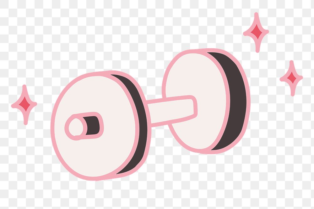 Png pink dumbbell sticker, cute doodle, transparent background