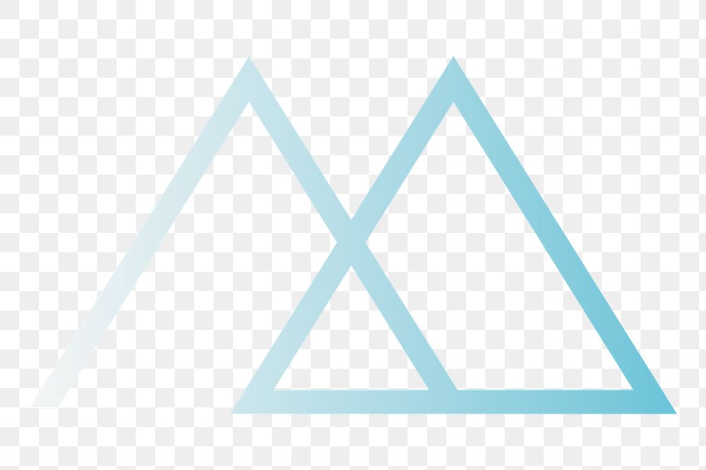 Png double triangle sticker, blue, transparent background