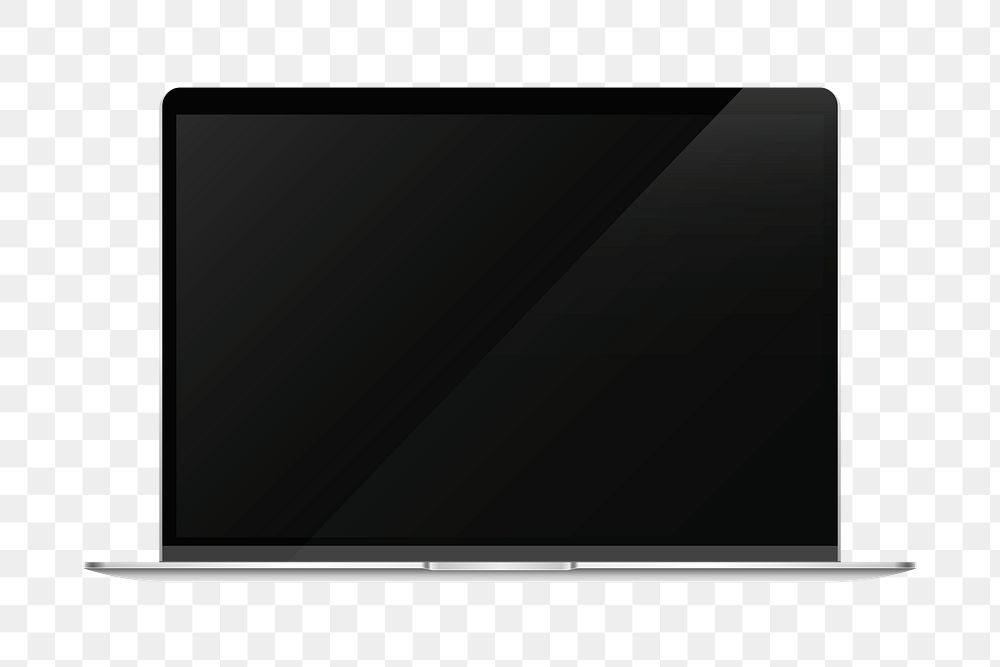 Laptop png sticker, blank screen, transparent background