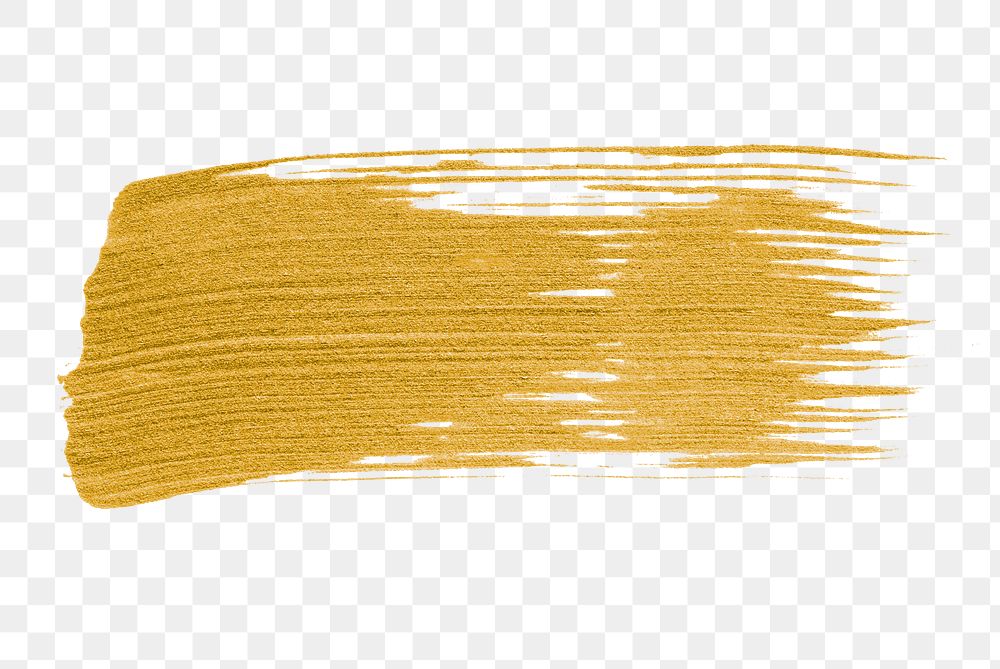 Png gold brush stroke sticker, luxury design, transparent background
