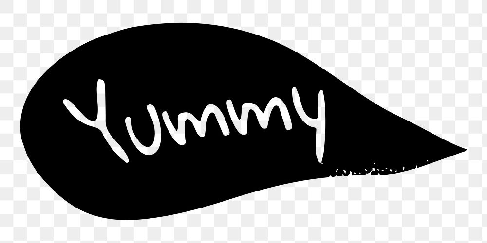 Yummy word png sticker, speech bubble, transparent background