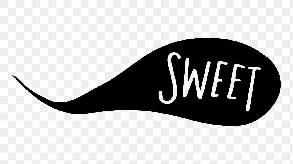 Sweet word png sticker, speech bubble, transparent background