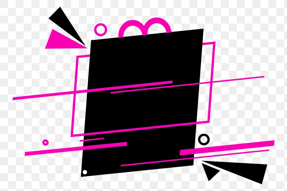 Funky geometric png frame sticker, pink, transparent background