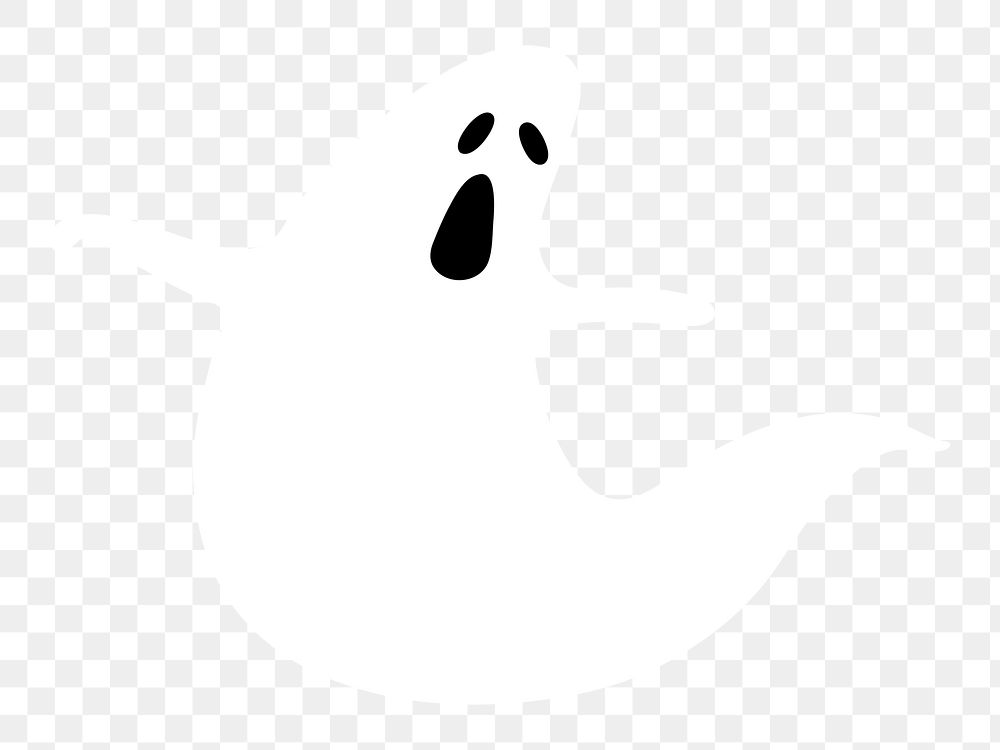 White ghost png Halloween sticker, transparent background