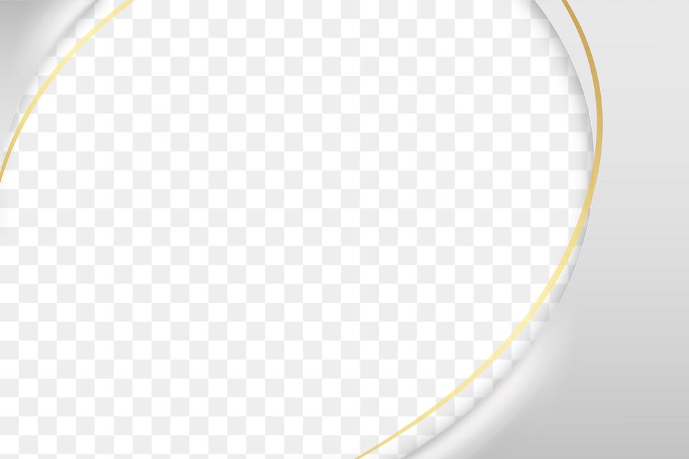 Png modern oval frame sticker, white & gold, transparent background