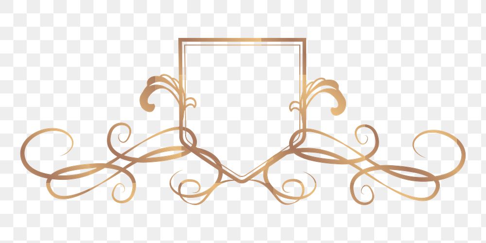 Decorative frame png sticker, gold, transparent background