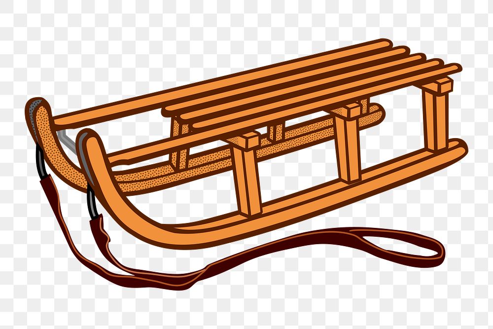 Wooden sleigh png illustration, transparent background. Free public domain CC0 image.