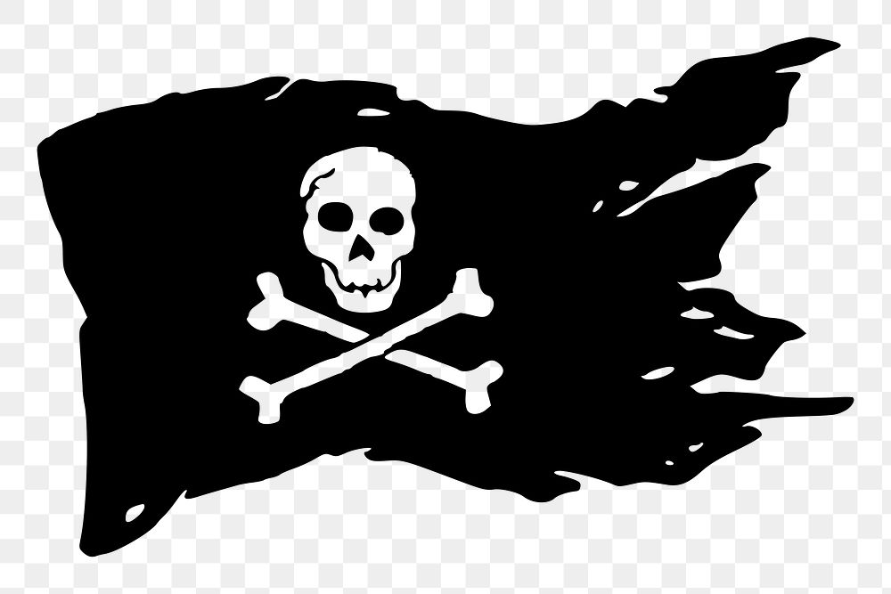Pirate flag png illustration, transparent background. Free public domain CC0 image.