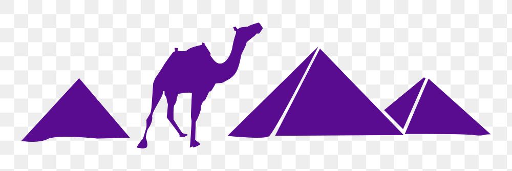 Camel and pyramid png illustration, transparent background. Free public domain CC0 image.