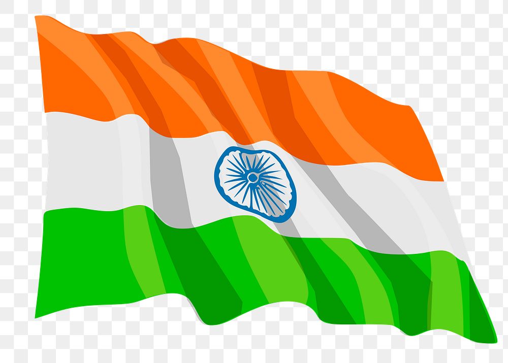 Indian flag png illustration, transparent background. Free public domain CC0 image.