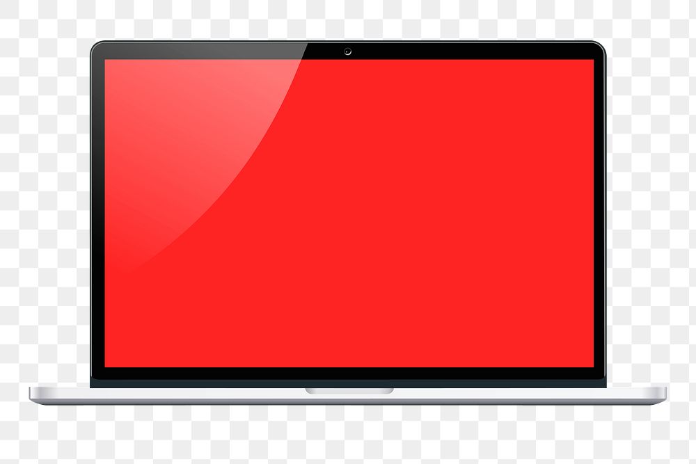 Red laptop png illustration, transparent background. Free public domain CC0 image.