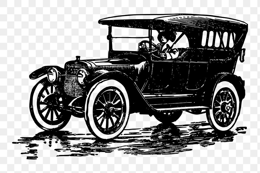 Antique car png  illustration, transparent background. Free public domain CC0 image.