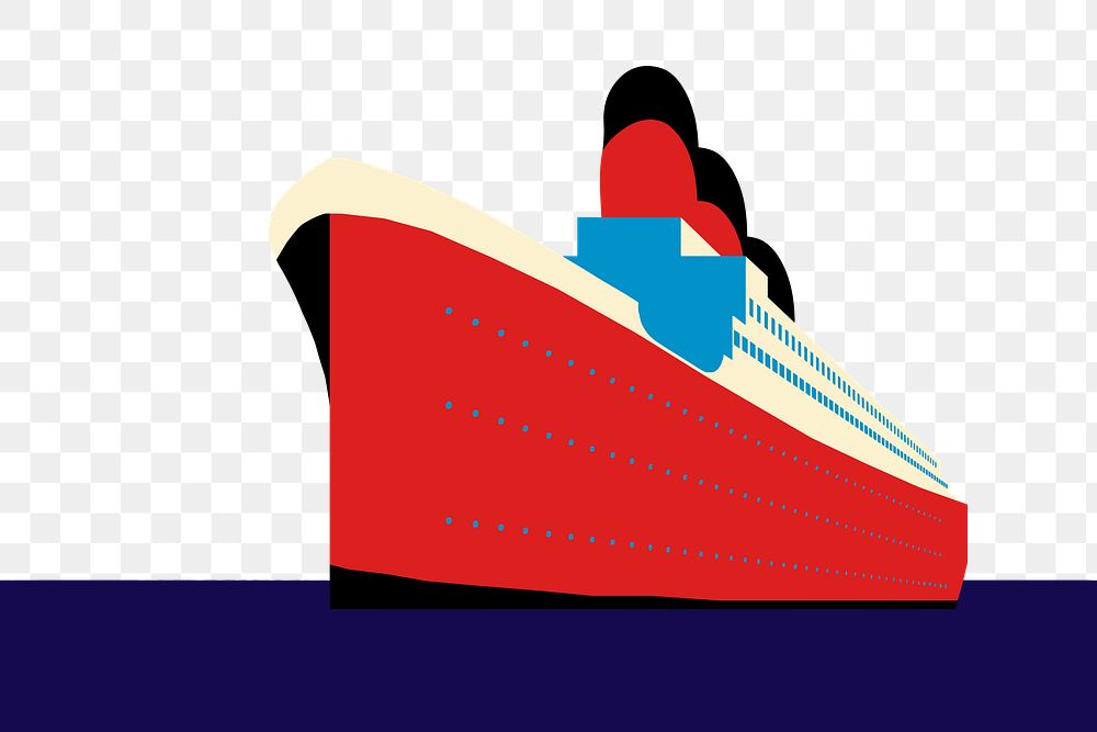 Ocean liner png illustration, transparent background. Free public domain CC0 image.