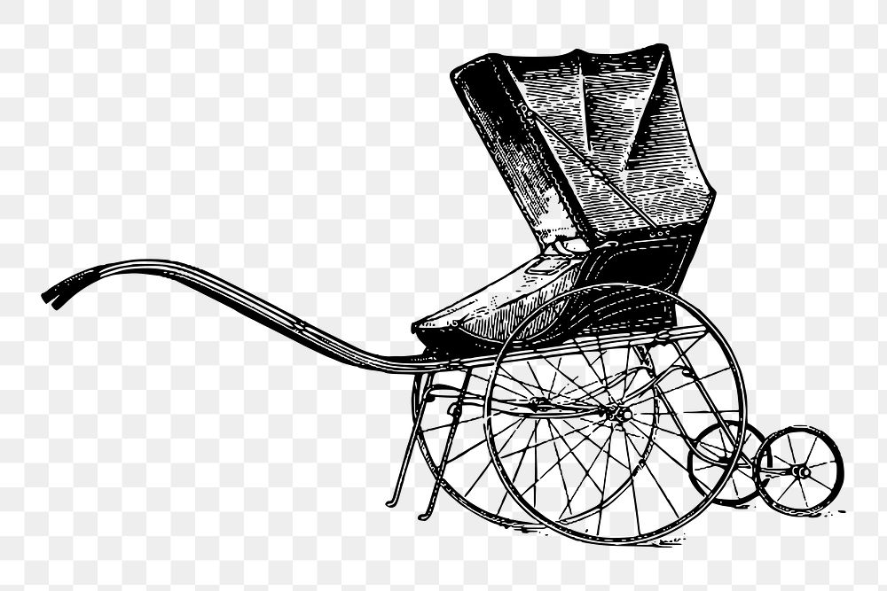 Baby carriage png  illustration, transparent background. Free public domain CC0 image.