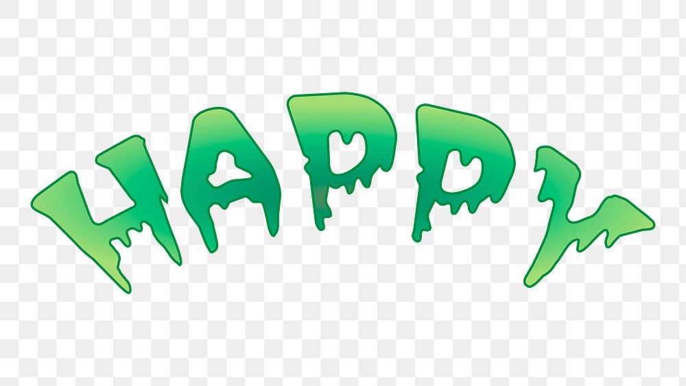 Happy word png typography, transparent background. Free public domain CC0 image.