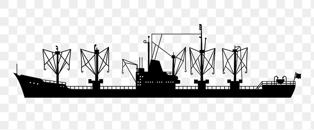 Cargo ship png illustration, transparent background. Free public domain CC0 image.