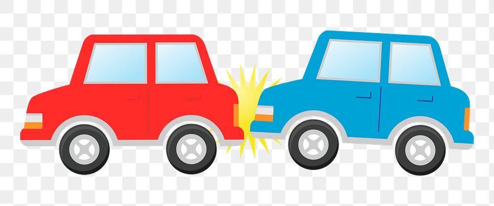 Car crash png illustration, transparent background. Free public domain CC0 image.