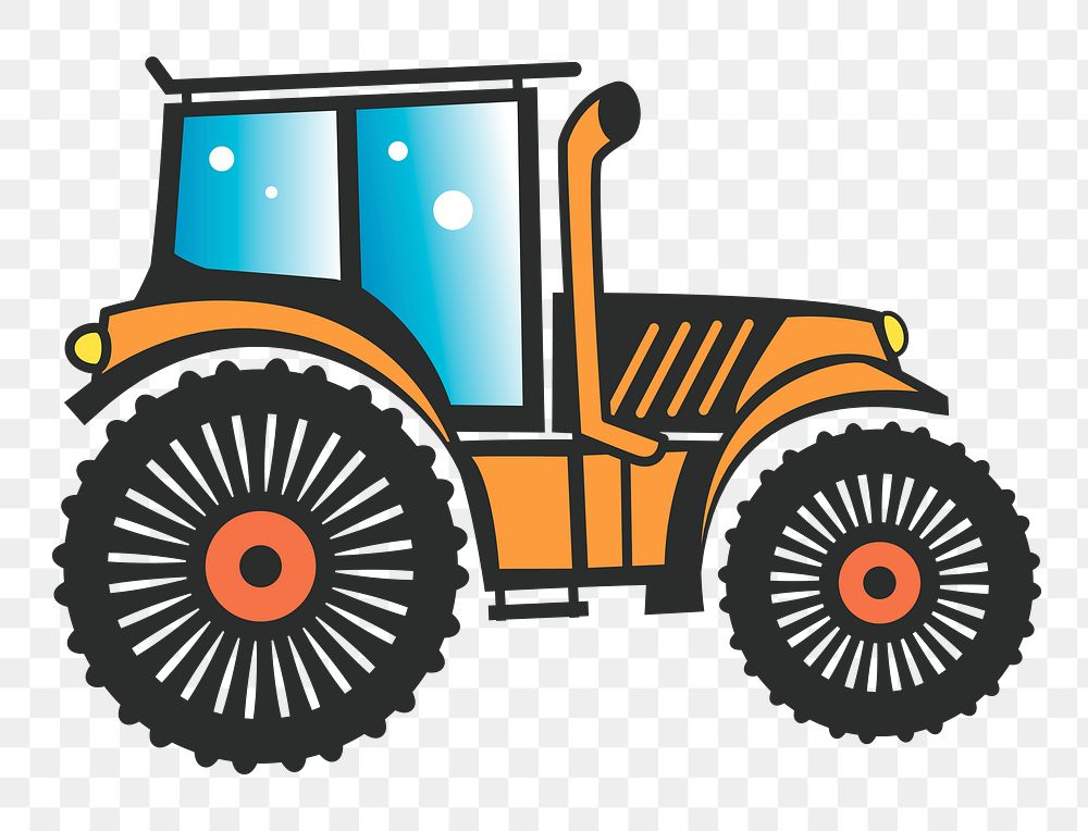 Farm tractor png illustration, transparent background. Free public domain CC0 image.