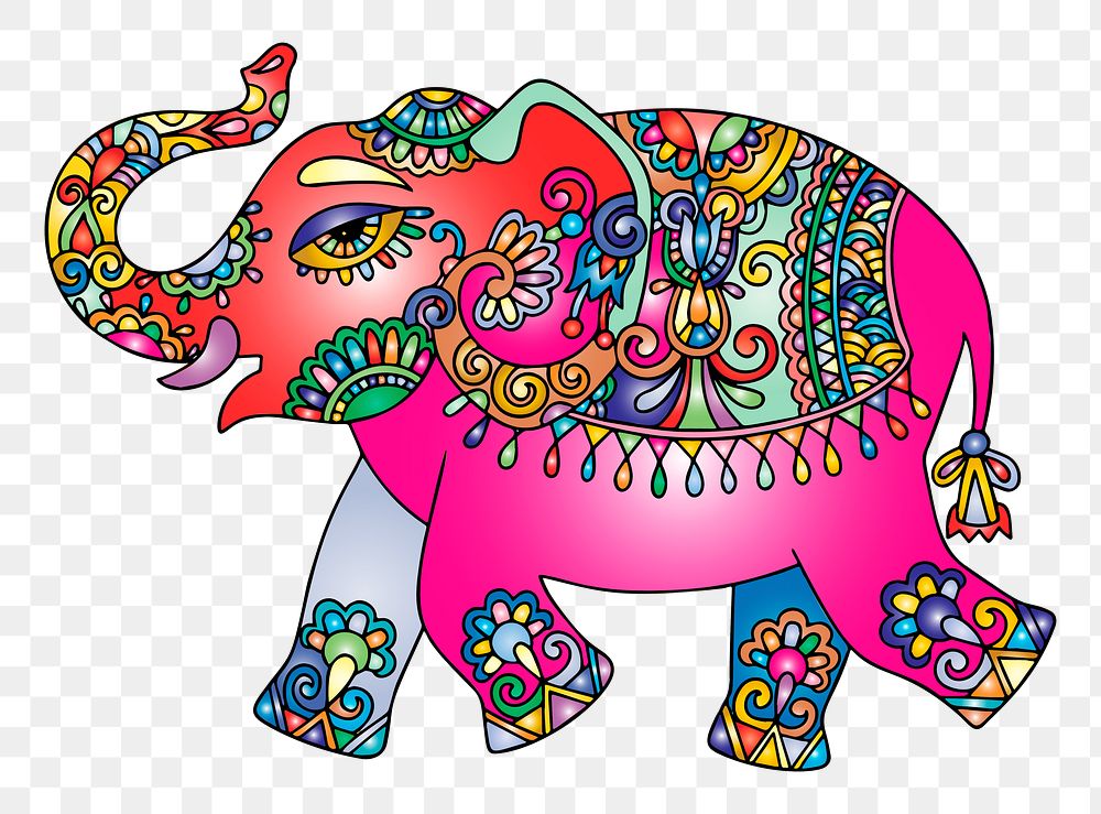 Elephant line art png illustration, transparent background. Free public domain CC0 image.