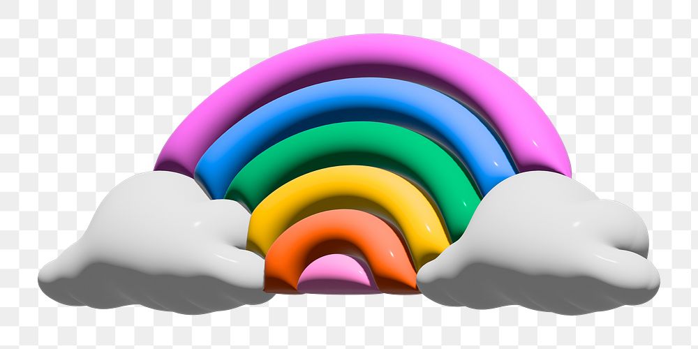 Rainbow 3D illustrations png, transparent background