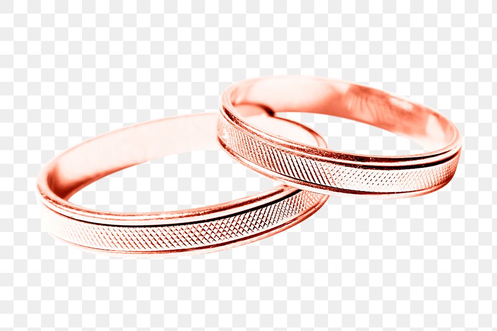 Pink wedding rings png sticker, transparent background