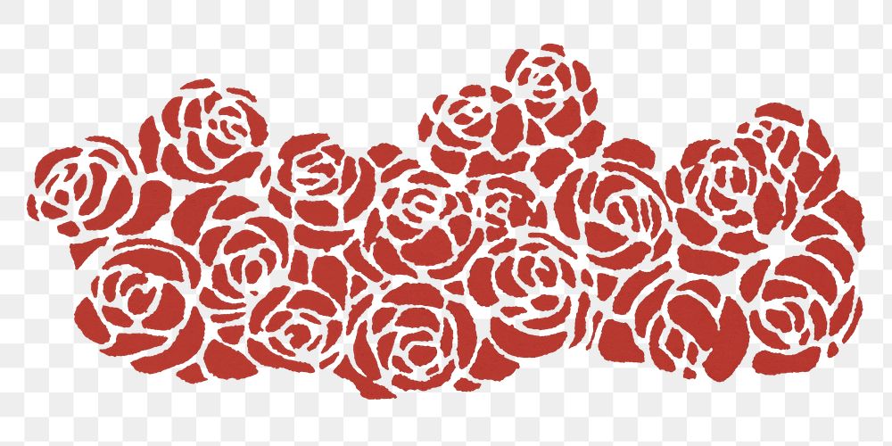 Red roses png border  sticker, transparent background