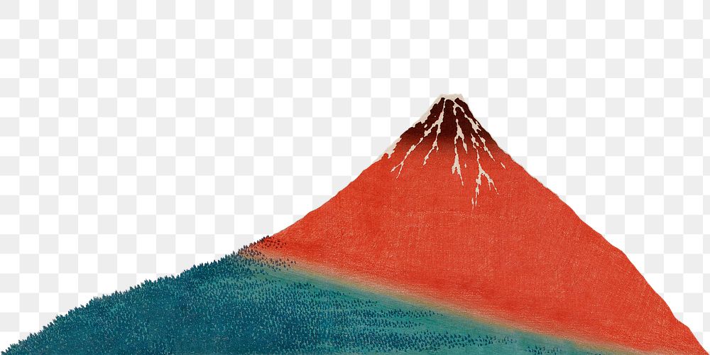 Hokusai's volcanic mountain png, transparent background.    Remastered by rawpixel. 