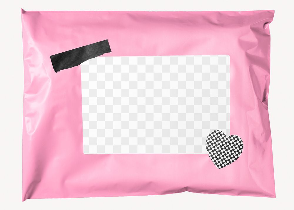 Label png mockup, shipping bag transparent design