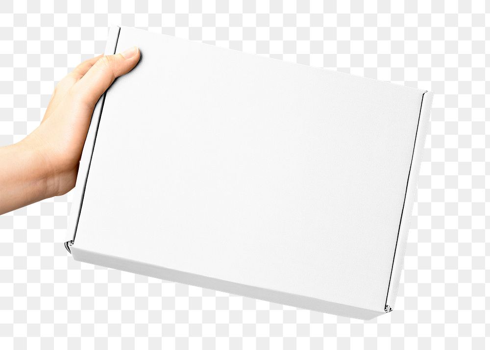 White parcel box png, shipping product packaging sticker, transparent background