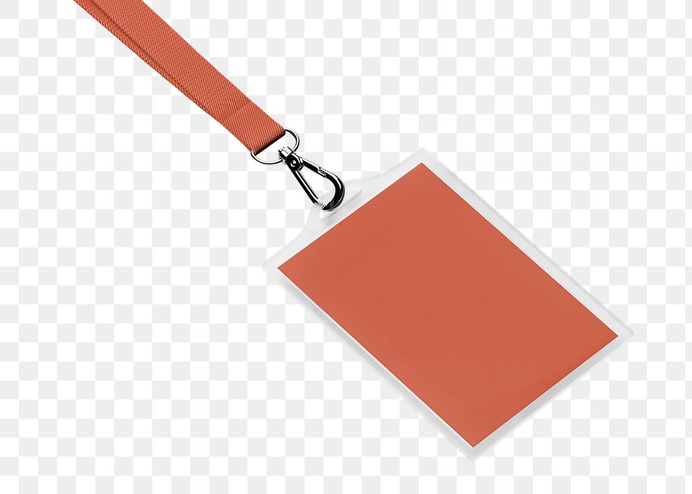 ID card holder png sticker, orange design, transparent background