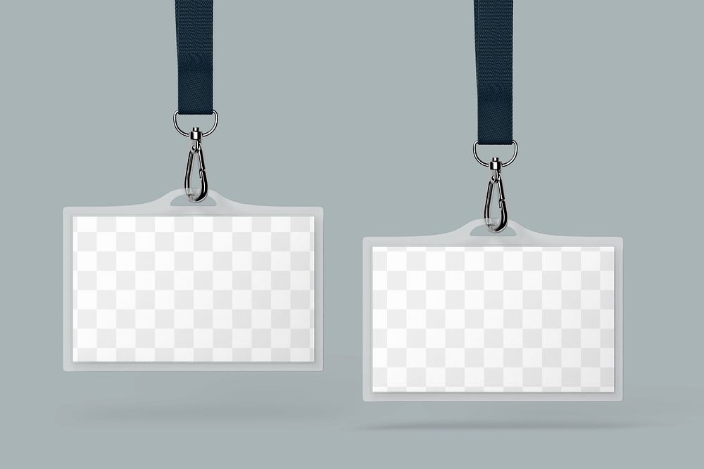 Staff cards png mockup, gray transparent design