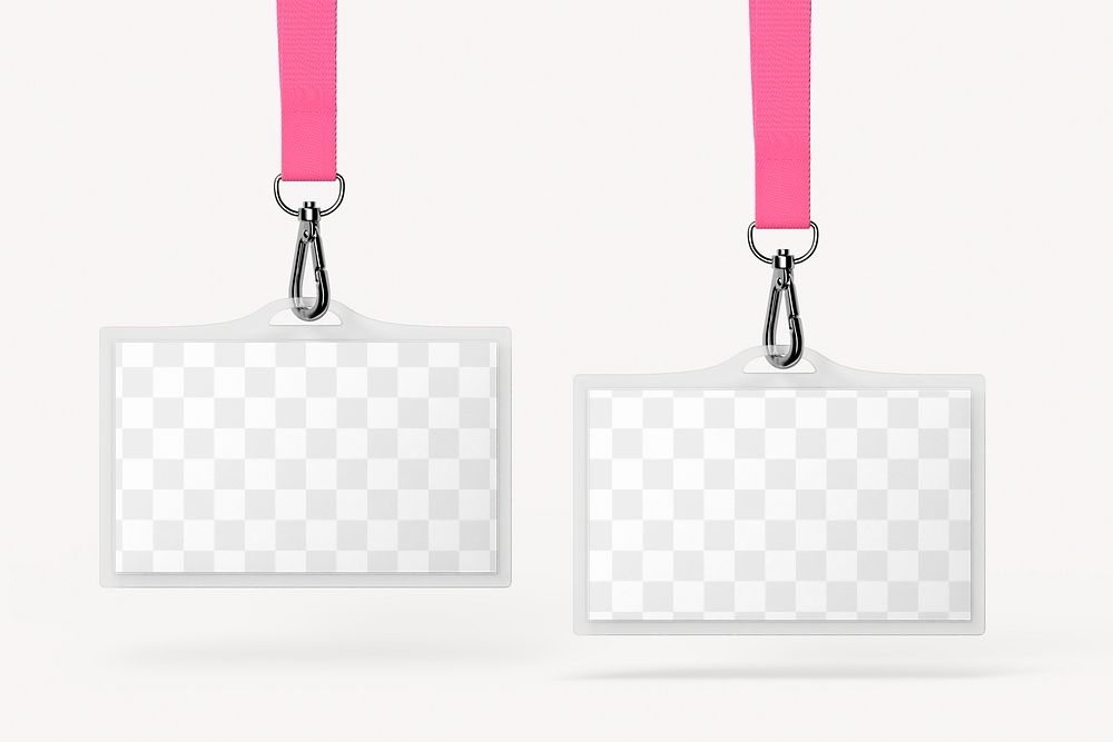 Staff cards png mockup, pink transparent design