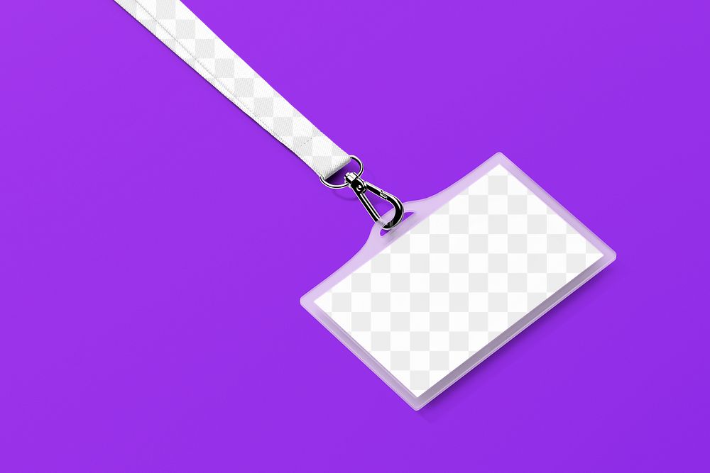 Staff card png mockup, 3D purple transparent design